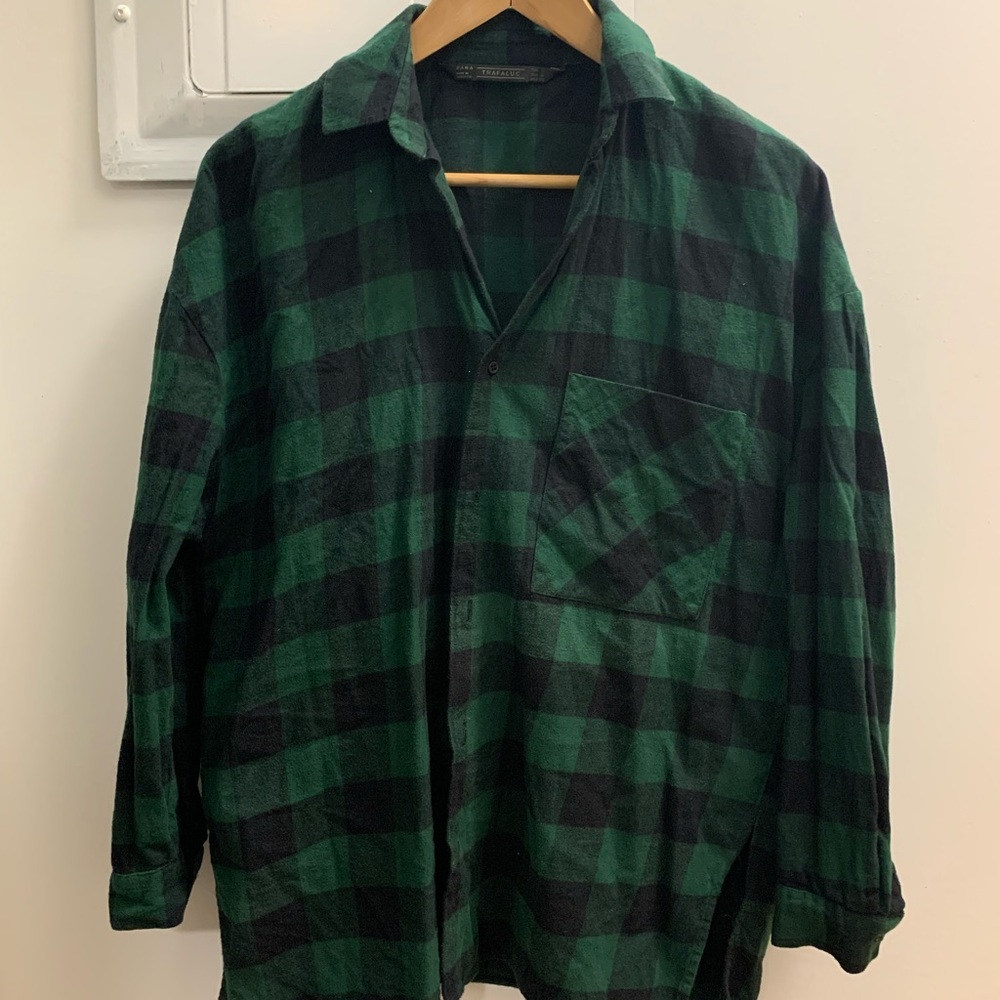 Green Plaid Flannel Shirt